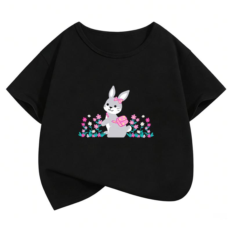 2026 Kawaii Rabbit Design T Shirts Animal Kids Childrens Tshirt Boys Girls Summer Spring Casual Top Tee