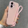 Wrist Strap Silicone Phone Case For iPhone 16 15 14 13 12 11 Pro Max Plus Cute Transparent Lanyard Protector Shockproof Cover