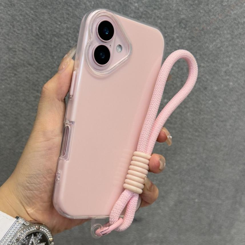 Wrist Strap Silicone Phone Case For iPhone 16 15 14 13 12 11 Pro Max Plus Cute Transparent Lanyard Protector Shockproof Cover