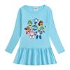 Korean-Style Baby Girl Long Sleeve Cartoon Dress with Ruffle Mesh Pleated Skirt