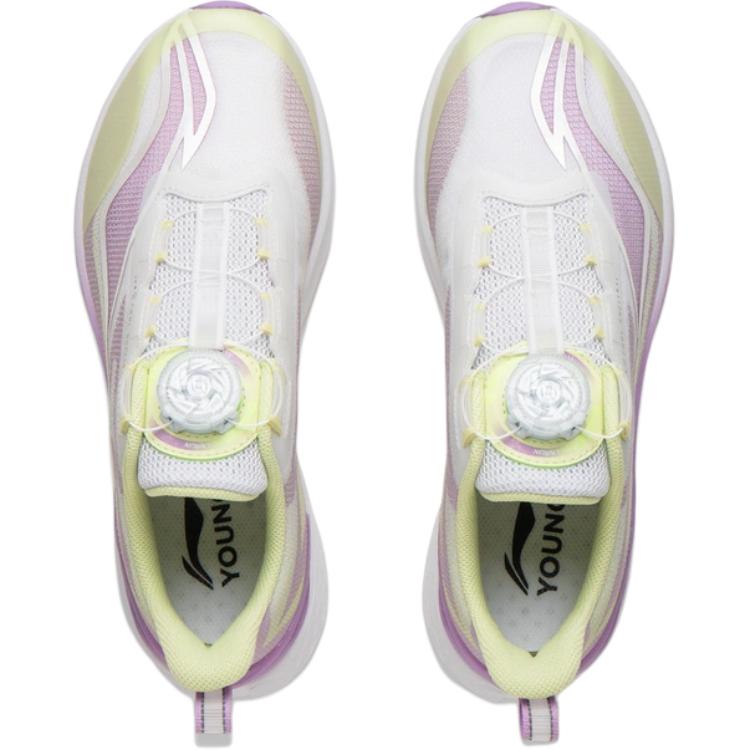 Li Ning Kids Chifeng V2 Comfortable Versatile Shock Absorbing Durable Rebound Low Top Running Shoes Kids Running Shoes Purple Green YKFV094-2