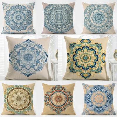 Art Decorative Decorative Mandala Art Cushion Cover Washable Linen Pillowcase Soft For Daily Sofa Bed Home Room Decor