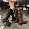 Retro Classic Fashion Platform Boots Women's 2025 Autumn and Winter New Temperament Small Man Height and Thinness Knight Boots