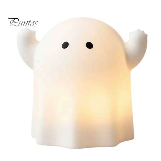 Soft Warm Diffused Lighting Cute Resin Ghost Night Light for Bedroom, Decorative LED Lamp Kids Room Nightlight Halloween Party Desk Decor, Battery