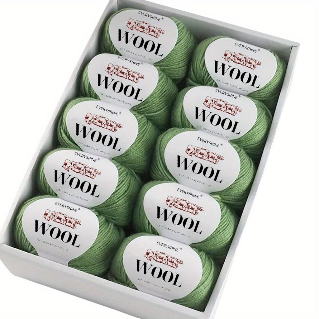 10-Pack Wool Blend Yarn Medium-Fine 80% Wool 20% Polyester Multi-Color Assortment for Knitting & Crochet Soft & Warm 500g Total