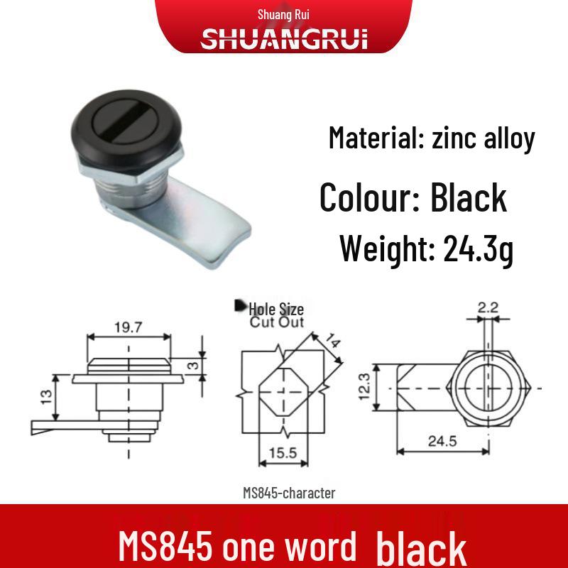 MS845 Mechanischer Zylinderschlossgriff, Zinklegierung, Flachkopf, Schrank-/Geräte-Industrie-Drehkippzylinder, Dreiecksschlüssel.