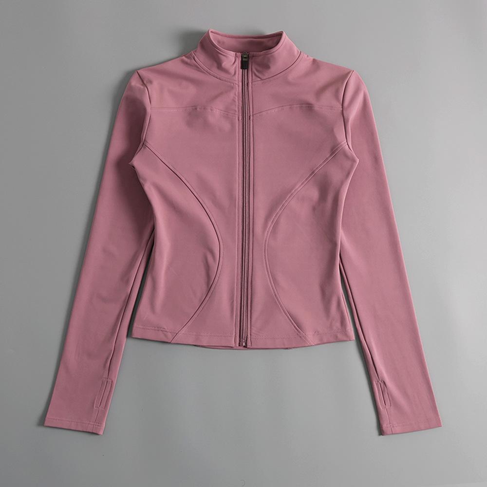 Women's Fitness Jacket - Zipper, Stand Collar, Plus Velvet, Long Sleeve, Tight Fit for Autumn/Winter Yoga and Running