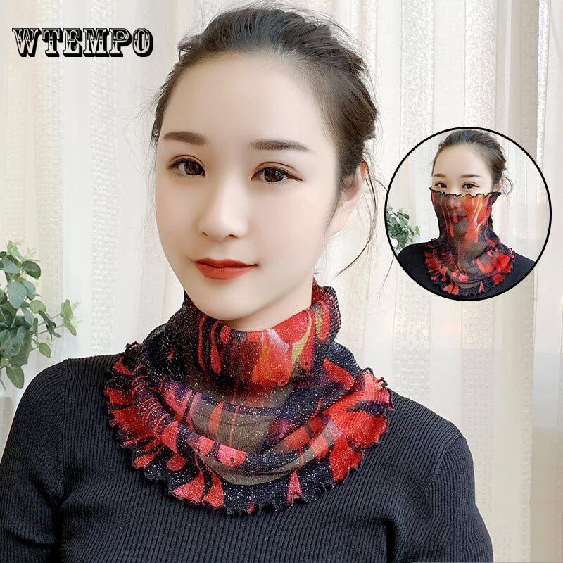 

WTEMPO женская золотая шелковая маска для лица, летняя сетчатая маска для лица, пылезащитный солнцезащитный крем для шеи, шарфы