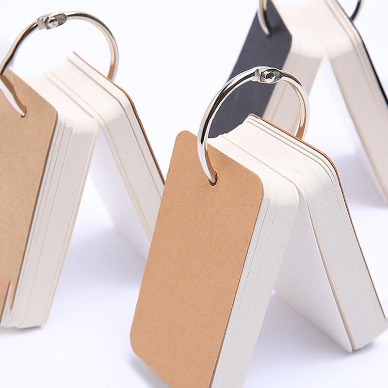 100Sheets Kraft Paper Blank Flashcards With Binder Rings Spiral Notepads Mini Notebooks Study Cards Book Kawaii Stationery
