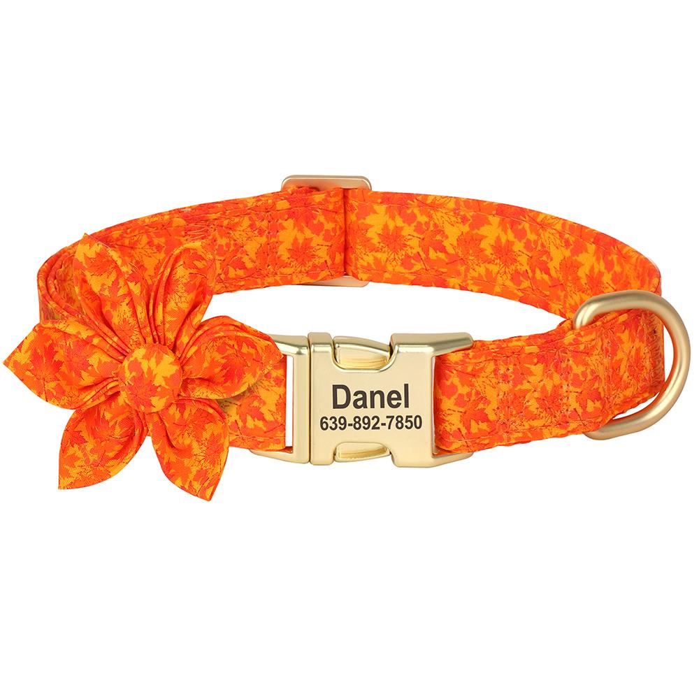 Custom Nylon Dog Collar Personalized Dog Collars Printed Pet Puppy Collars With Flower Adjustable Necklace For Small Large Dogs