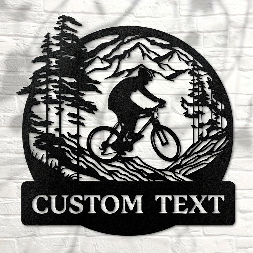 Custom Metal Sign Mountain Bike Silhouette Outdoor Home Kitchen Wall Decor Holiday Gift