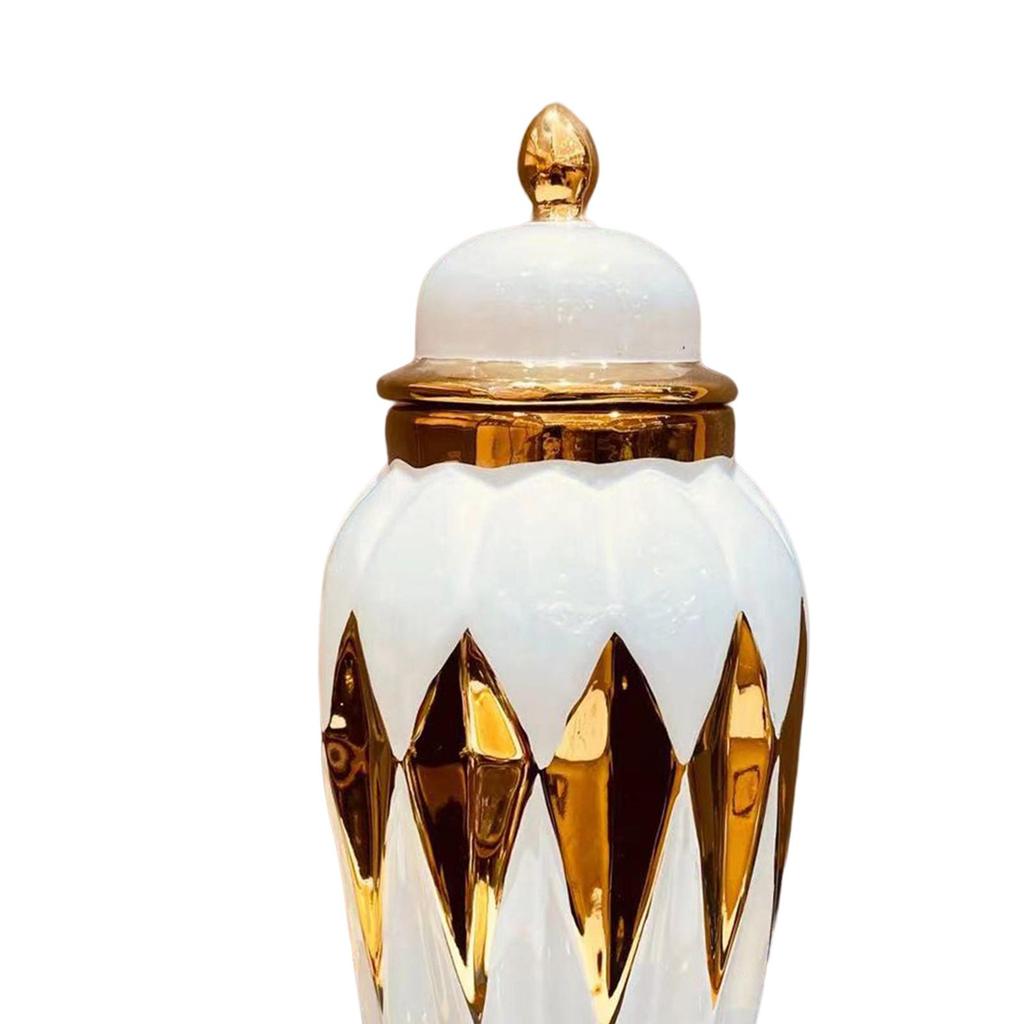 Ceramic Ginger Jar with Lid Vase for Flowers Temple Arrangement Porcelain Storage