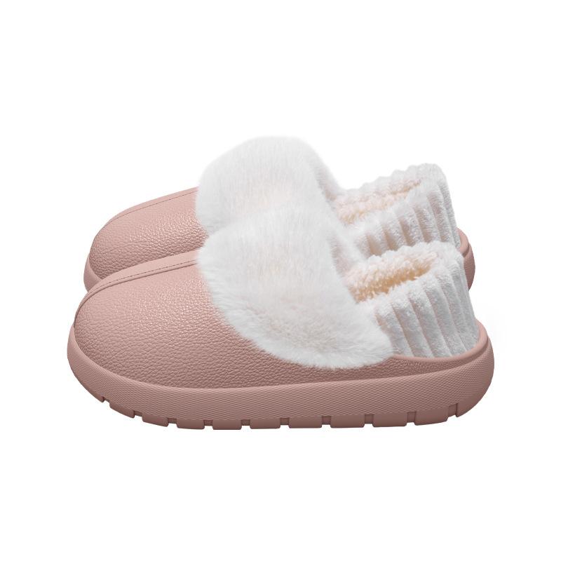 Waterproof Slippers, Anti-slip, Warm, Thick-soled Bags with Heels, and Fluffy Cotton Shoes for Outerwear
