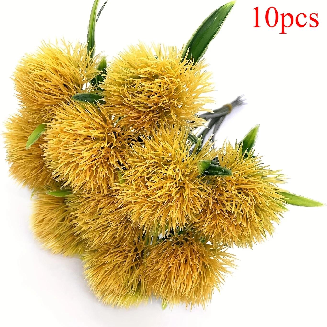 

10Pcs Plastic Artificial Flowers Plants Dandelion for Home Vases Garden Artificial Decoration Accessories Wedding Bride Bouquet 10PCS жовтий