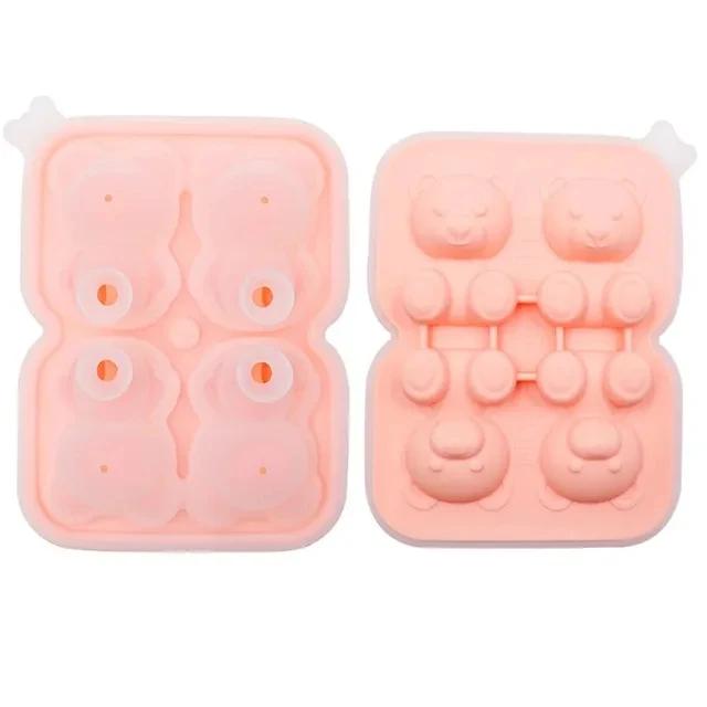 2/4/6 Grids Ice Cube Bear-Shaped Silicone Molder 3d Kawaii Bear Summer Relieve The Heat Diy Drink Ice Coffee Ice Cube Trays Mold