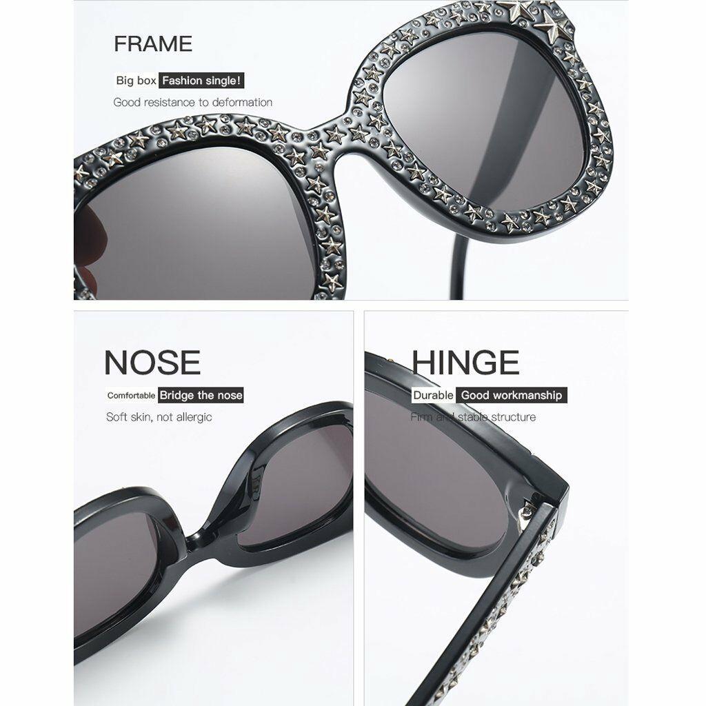 Eleganti Occhiali da Sole Quadrati Oversize con Strass Bling per Moda Protezione UV