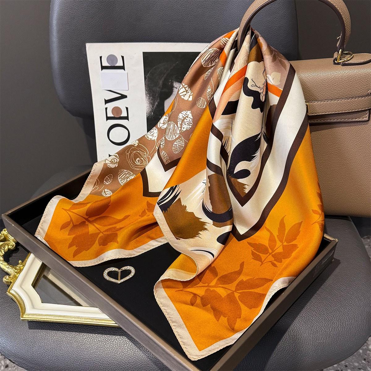 

14 momme New Scarf 100% Silk Twill Double sided Bandana Women Square Scarves Wrap Spring Fashion Luxury High Quality Hijab Shawl Twill Silk 65x65cm