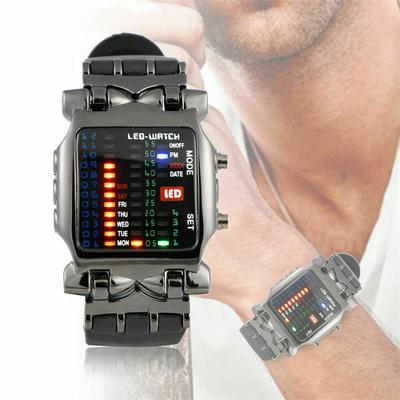 Lüks Erkek Spor Saati Paslanmaz Çelik Tarih Dijital LED Bilezik Kol Saatleri
