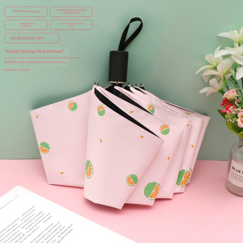 Fresh Print Umbrella Female Student Foldable Sunny and Rainy Dual-Use Thickened Sun-Proof UV Protection Sun Umbrella