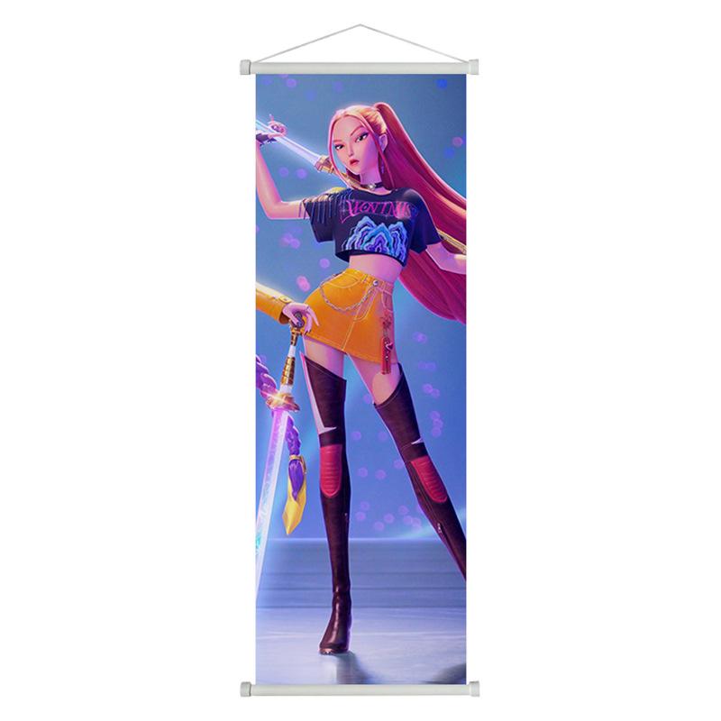 

K-pop Охотники на демонов Постер Подвесная картина Мультяшный Huntrix Girl Зои Руми Мира Аниме Постер Настенный декор Искусство Украшение дома 25*75cm дубильная кора