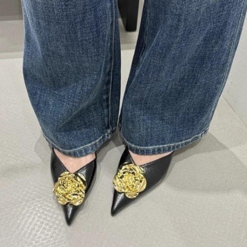 Fashion Women Flats Slippers Pointed Toe Elegant Mules Shoes Fad Slingback Sandals 2025 Summer New Luxury Flip Flops Mujer Slides