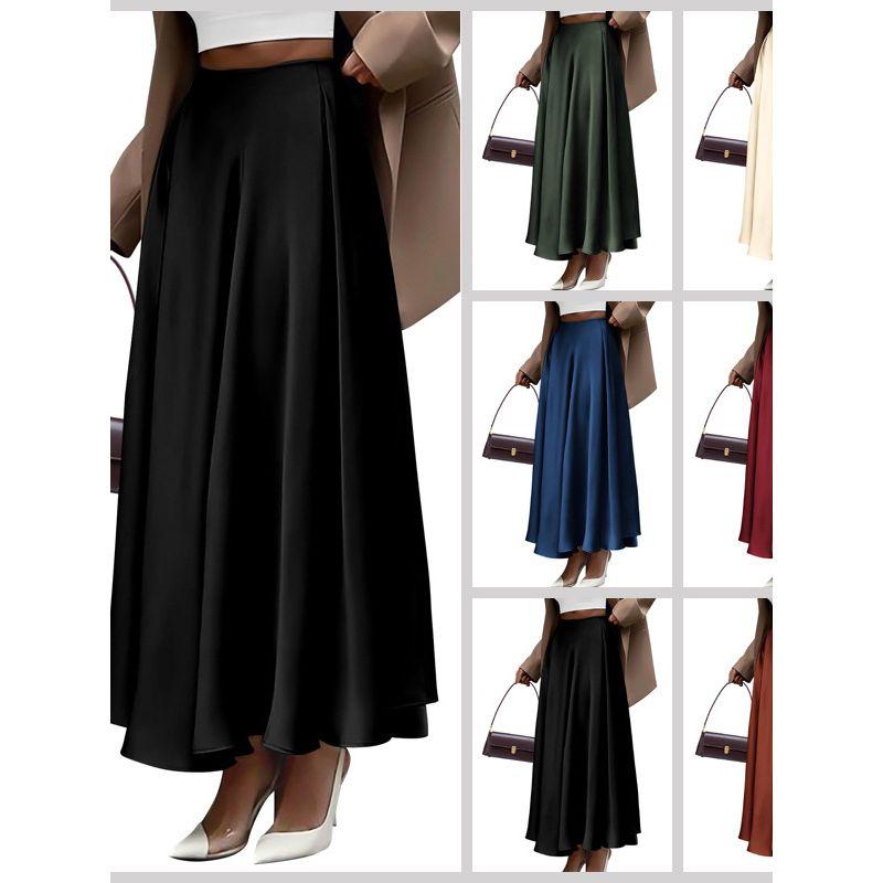 Solid Color Elastic Waist Loose Skirt Solid Elastic Waist Loose Skirt for Women