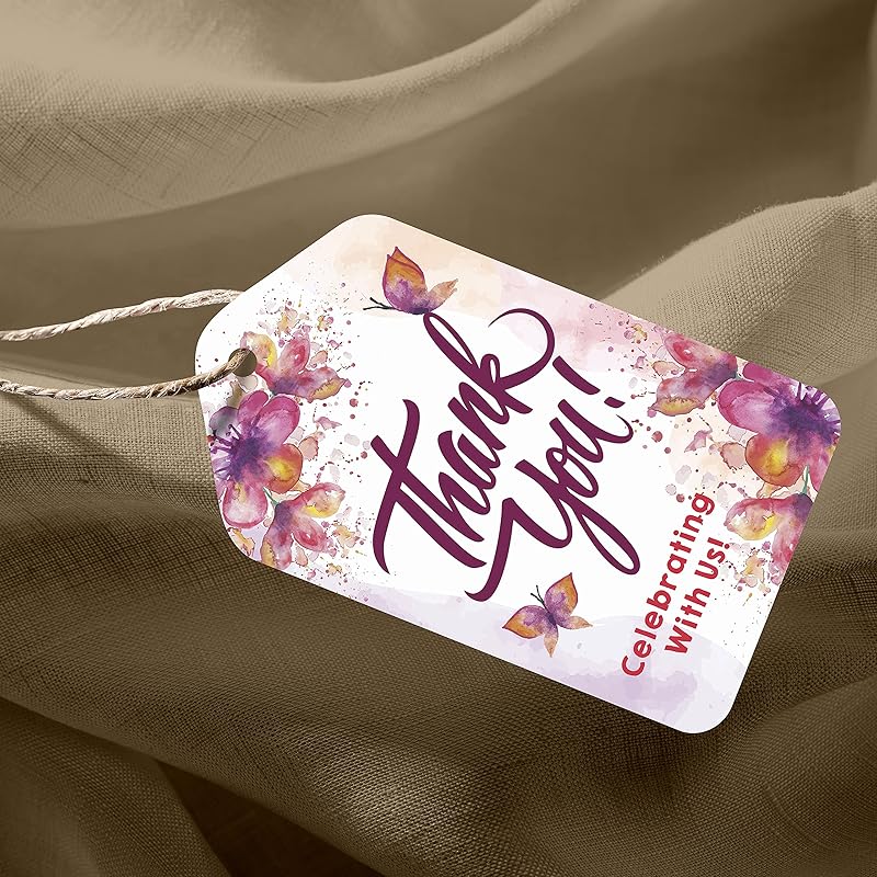 

Clickedin Tags for Celebration, 50 Pieces Pre-Designed Floral Tags with Thread, Perfect for Party Birthday Wedding Celeb 50 белый