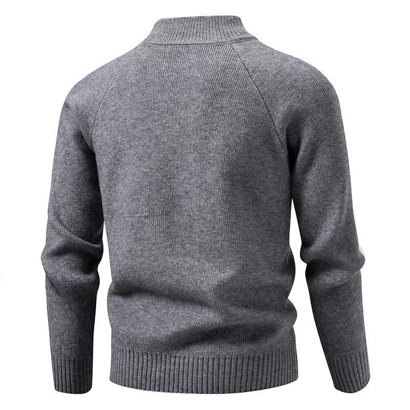 2025 Winter Men's Korean Style Half-Zip Stand Collar Knit Pullover, Plus Size Casual Base Layer