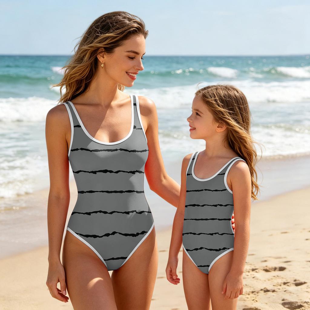 Girls' One-Piece Swimsuit - Round Neck Summer Bathing Suit