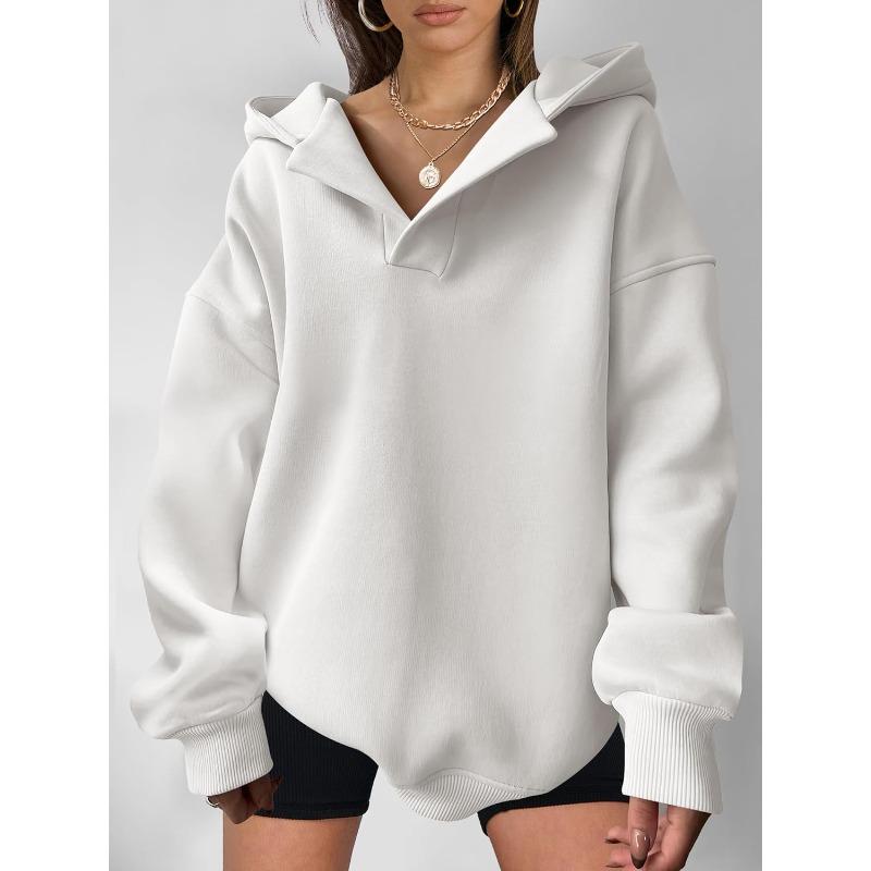 

women s Oversized Half Zip Hoodie Long Sleeve Loose Casual Pullover Sweatshirt S белый