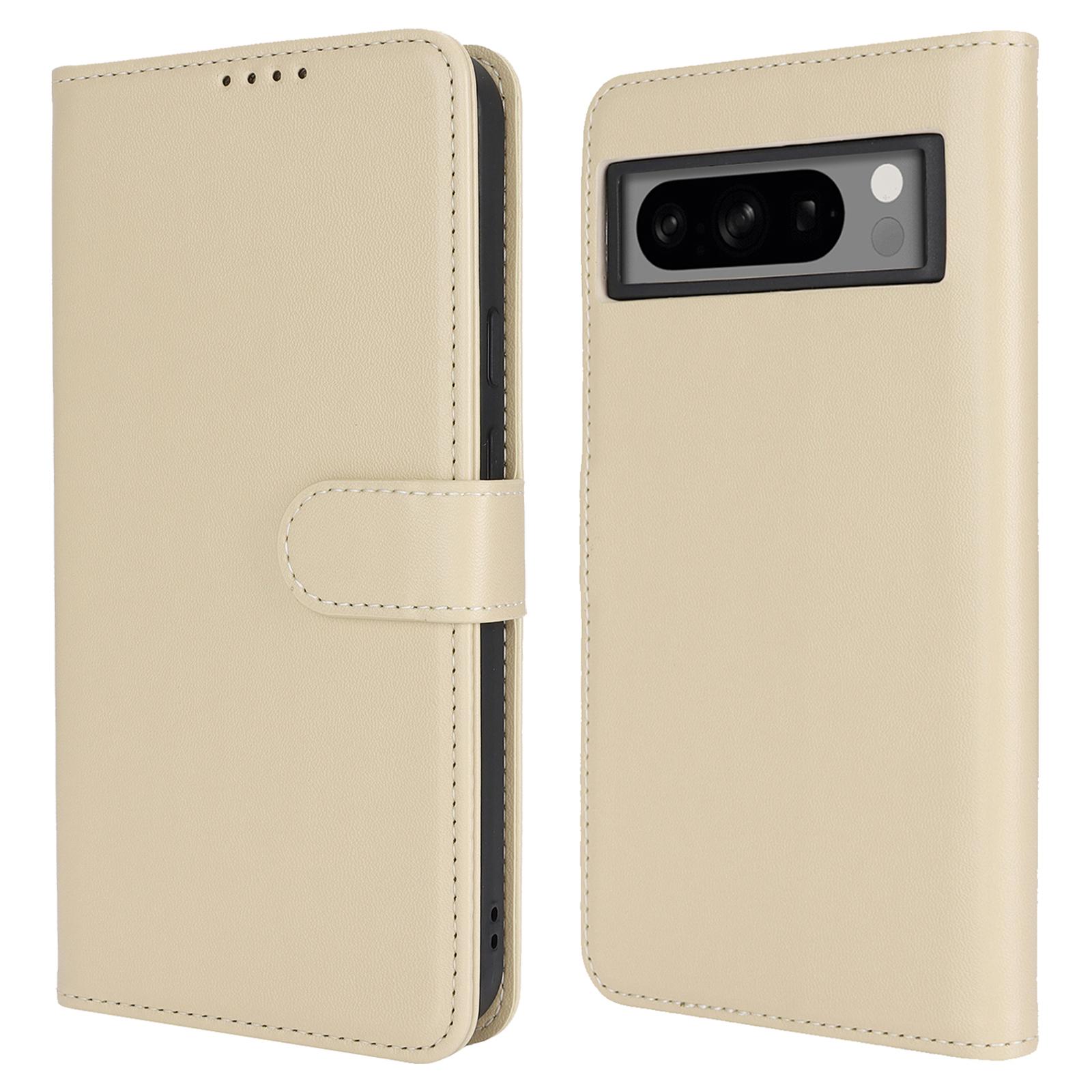 

Для Google Pixel 8 Pro Чехол-подставка Противоударный Кожаный Чехол-кошелек для телефона Beige