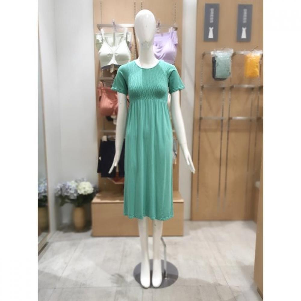 2nd Skin Modal Short Sleeve Smocking Dress Dark Mint Ndwsd2300 dark mint/FREE