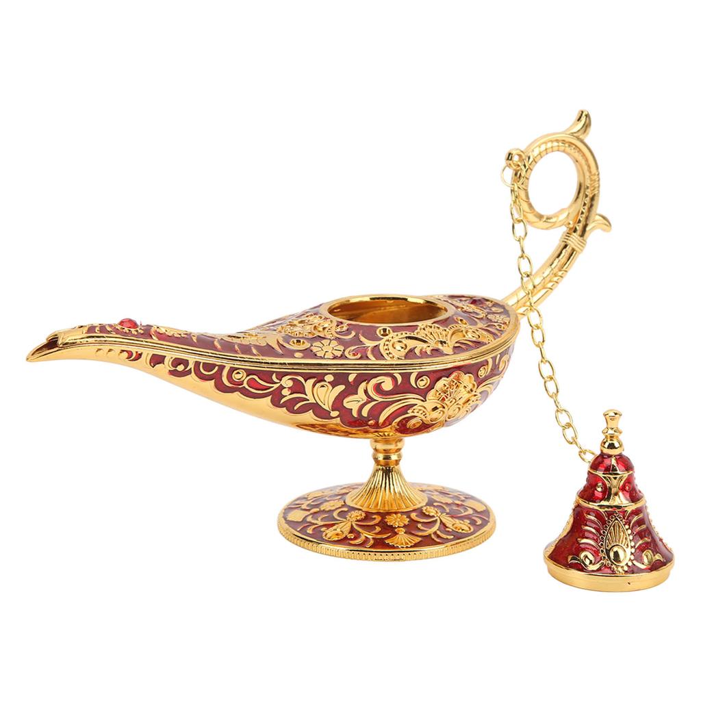 Magic Genie Lamp Red Zinc Alloy Antioxidant Fadeless Relief Pattern European Style Aladin Lamp for Home Decor