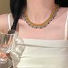 Stainless Steel Crystal Beaded Lace Neck Chain New Chinese Elegance Temperament Versatile Clavicle Chain Light Luxury Premium Sense Necklace