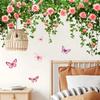 Pastoral Style Flower Butterfly Wall Stickers, Wall Decoration Stickers, Home Beautification Self-adhesive Wall Stickers