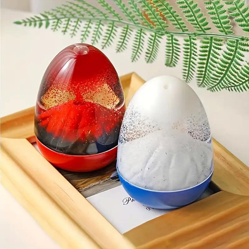 Eggshell Volcano Egg Eruption Floating Sand Volcano Eruption Ornaments Acrylic Crystal Liquid Hourglass Special Timing Ornaments