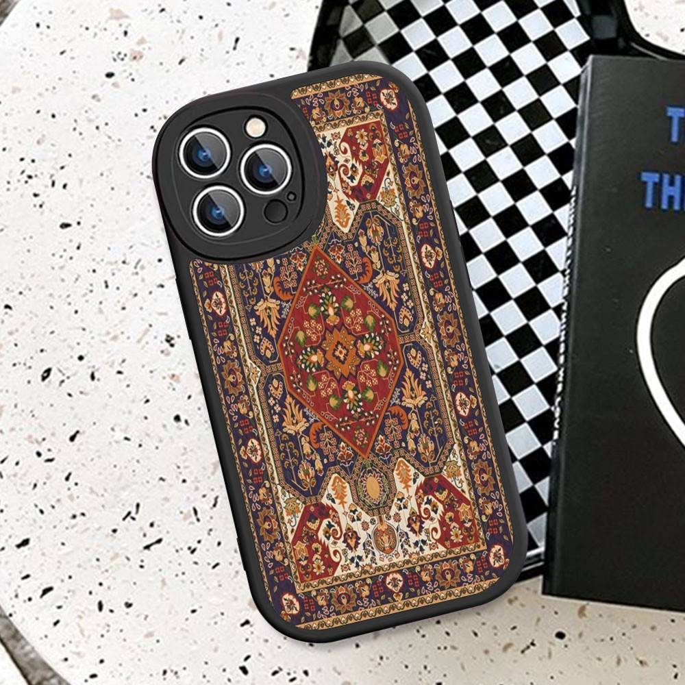 Persian Carpet Floral Pattern Phone Case Hard Leather For IPhone 16 15 14 13 12 Mini 11 14 Pro Max Xs X Xr 7 8 Plus Fundas