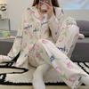 Pastoral spring and autumn new pajamas women's long-sleeved trousers women's high-end casual loungewear suit can be worn outside
