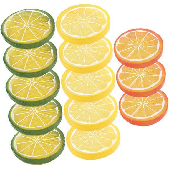 Alipis 13pcs Imitation Lemon Slice Home Decor Lemons Plastic Ornaments Artificial Lemon Slices Artificial Lemon Model Mini Basket Lifelike Lemon