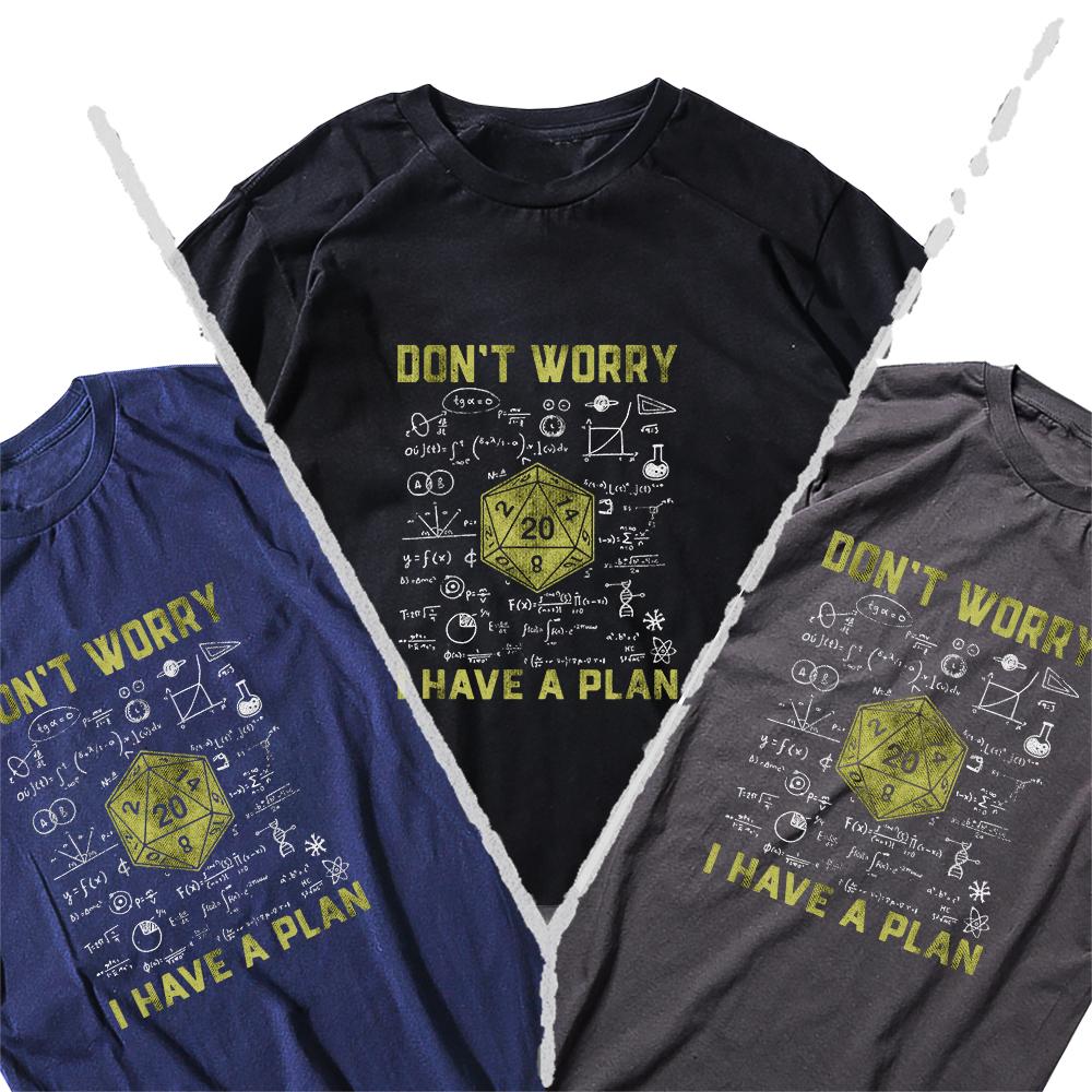 Neuartiges Dungeon Dragon T-Shirt mit grafischer Streetwear, kurzärmelig, „I Have A Plan“, D20, Würfel, Rollenspiel, DnD-T-Shirt für Männer