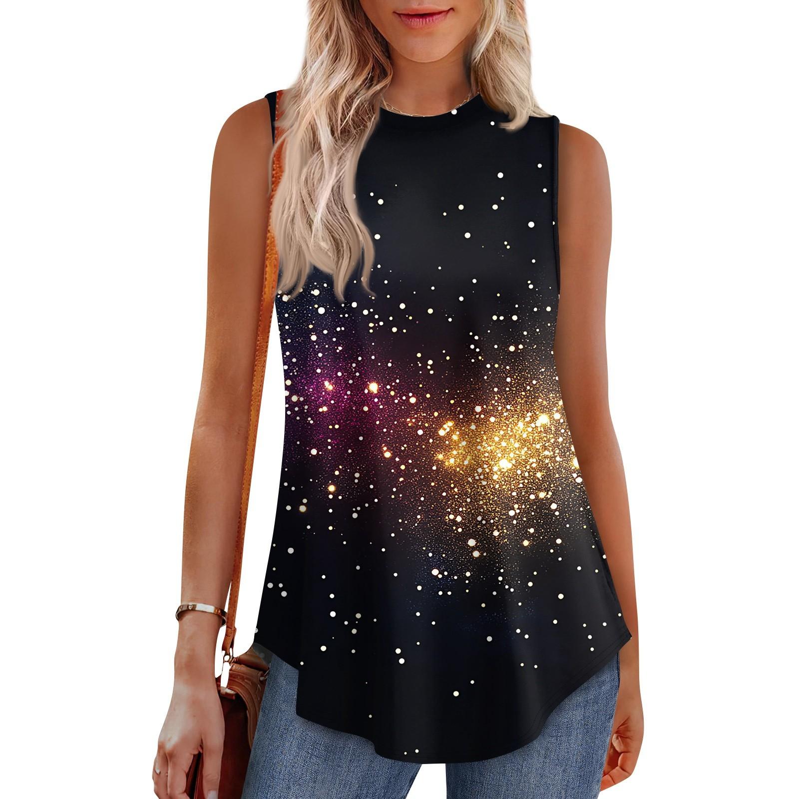 Женская модная повседневная майка без рукавов с винтажным принтом, топ без рукавов с круглым вырезом L