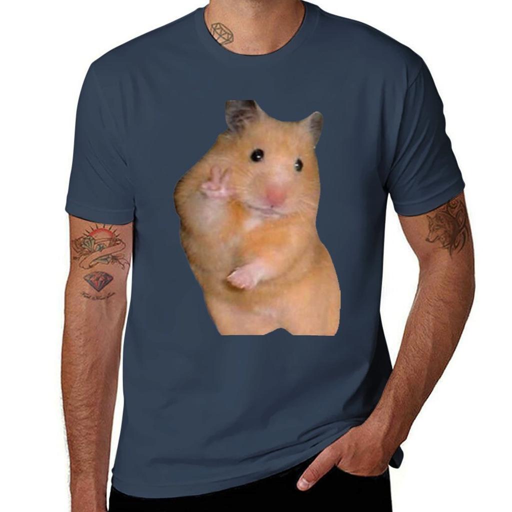 Hamster Meme With Peace Sign TShirt Holiday Simple Tee Shirt