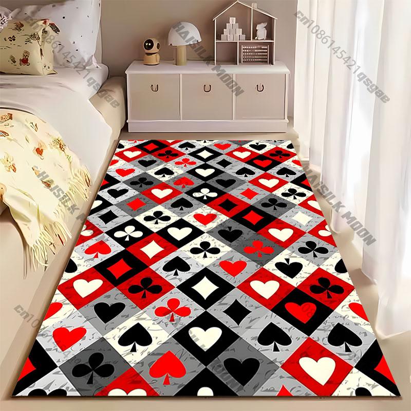 Playing card suit pattern carpet Yoga living room room decor children's crawling mat doormat area rug games mat