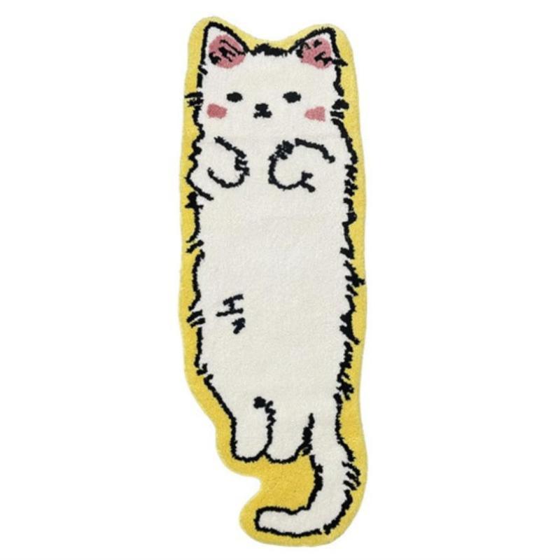 Cute Cartoon Cat Fish Shape Soft Plush Rug Non Slip Absorbent Floor Mat for Kids Bedroom Home Gift