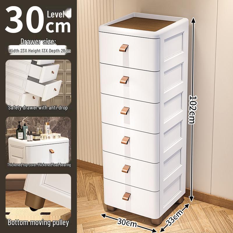 Gap Narrow Edge Multi-Layer Movable Storage Cabinet with Drawer for Kitchen, Available in 18/25/30cm Sizes