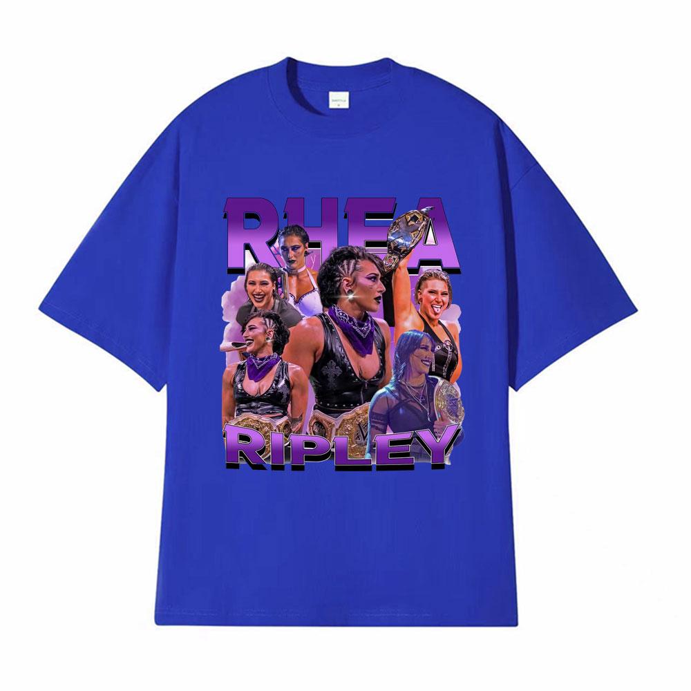 Rhea Ripley Action Figure 90s Vintage Graphic T Shirt Men Womens Oversized Hip Hop High Street Hot Sale Casual  Cotton Tshirts