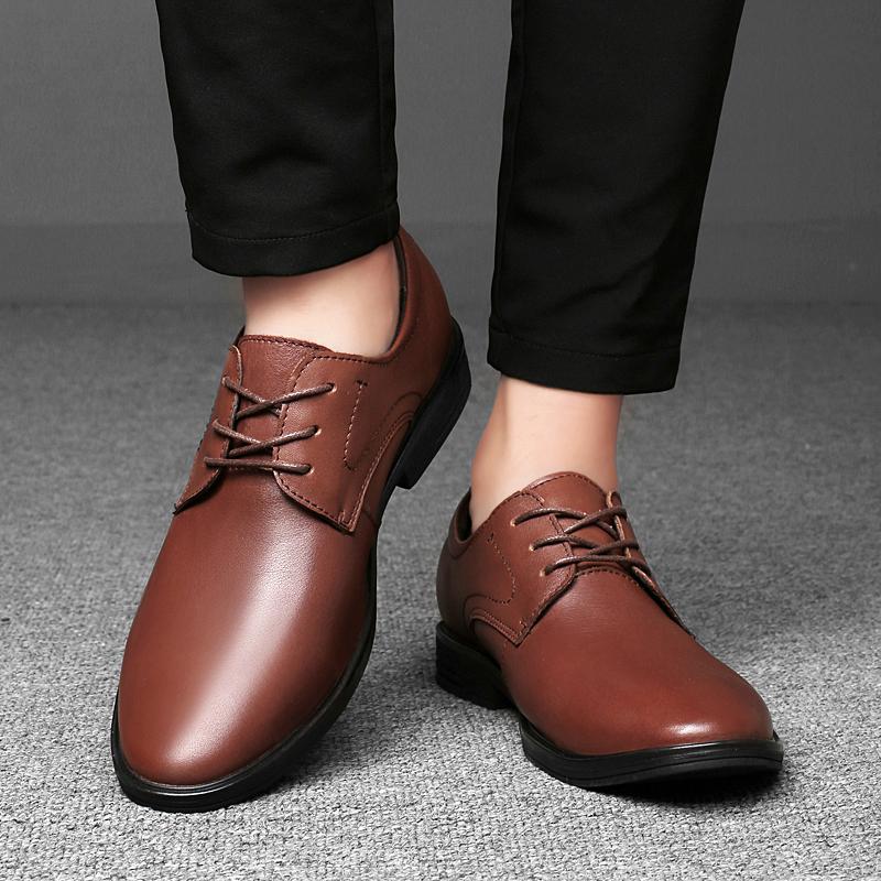 Móda Všechno-se-hodící Pánské Boty Formální Boty z Pravé Kůže pro Muže Šněrovací Oxfordky pro Muže Svatba Večírek Kancelář Business Casual Bota Muži