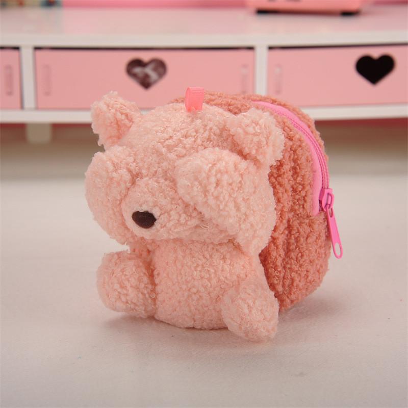 Adorable Shy Bear Plush Keychain For Girls Cute Coin Purse And Lipstick Bag розовый