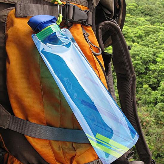 700ml Reusable Foldable Flexible Water Bottle Pouch Bag Camping Hiking Tool