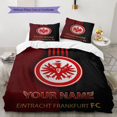 Eintracht Frankfurt Vlastní vzor jména Povlečení, Sada přikrývky Potah na přikrývku Povlak na polštář Domov Narozeninový dárek(1 * povlak na peřinu + 2 * povlak na polštář, bez jádra)